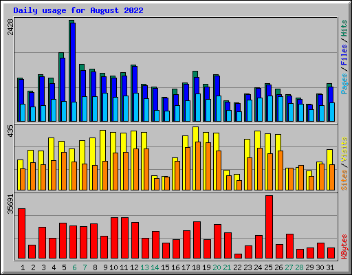 Daily usage for August 2022