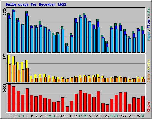 Daily usage for December 2022