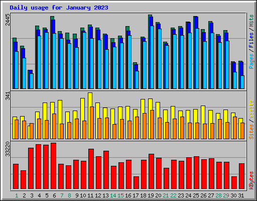 Daily usage for January 2023