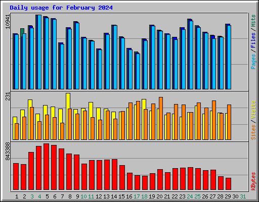 Daily usage for February 2024