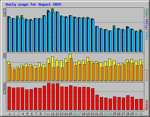 Daily usage for August 2025